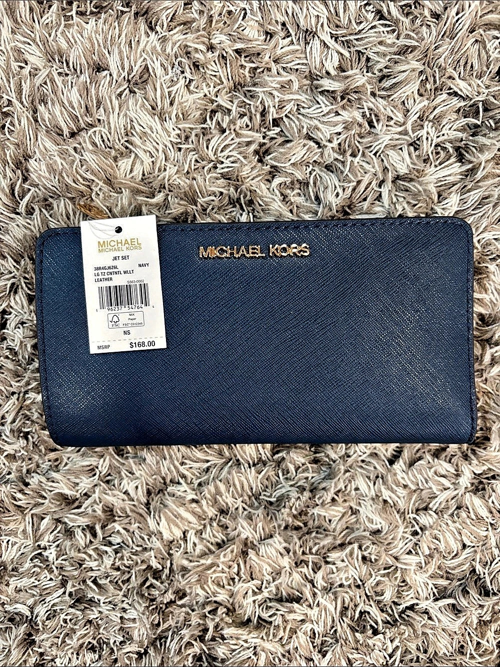 Michael Kors Jet Set Large Zip Continental Wallet Navy Blue